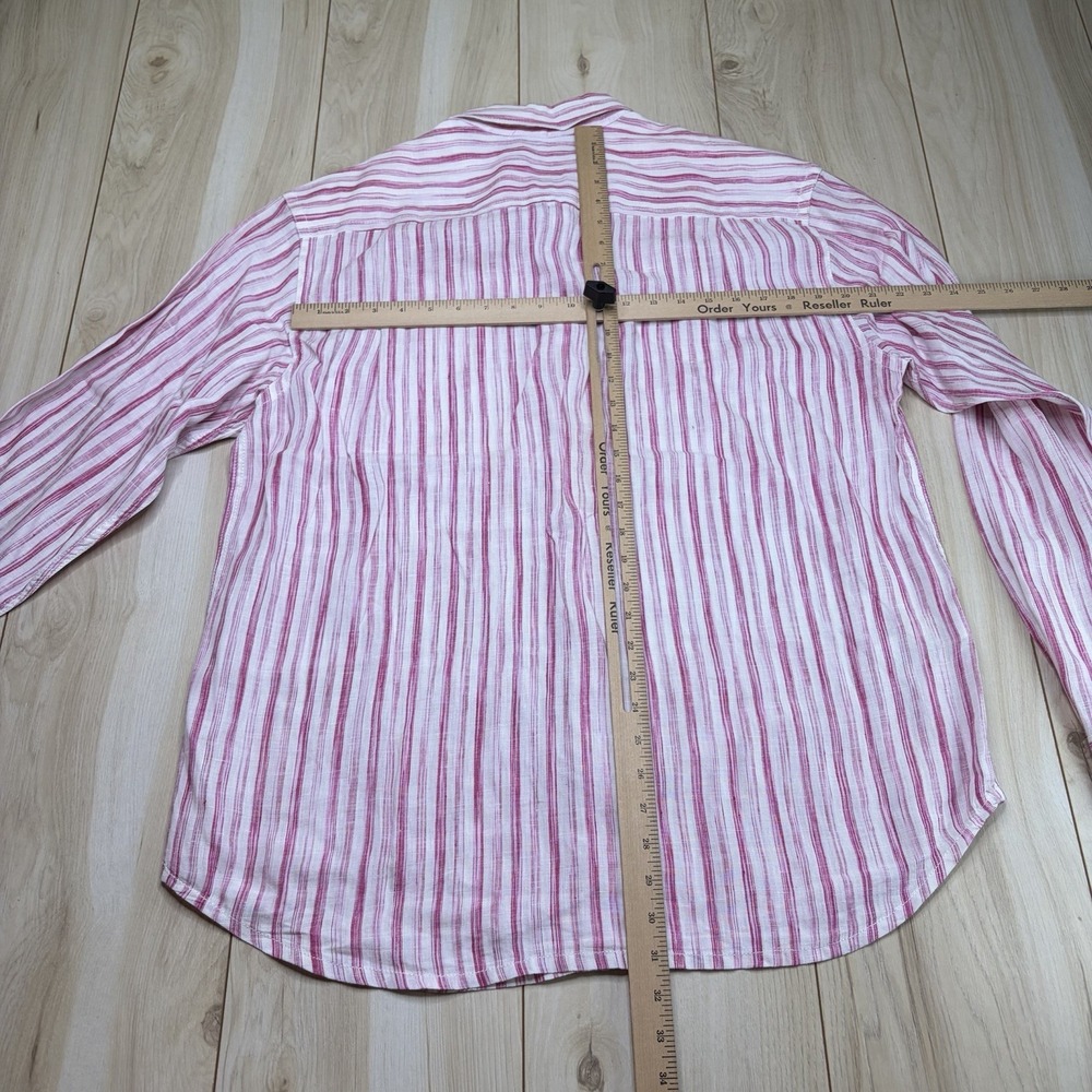 Tommy Bahama Mens 100% Linen Button Up Striped Shirt Large Long Sleeve Red White - Picture 12 of 14